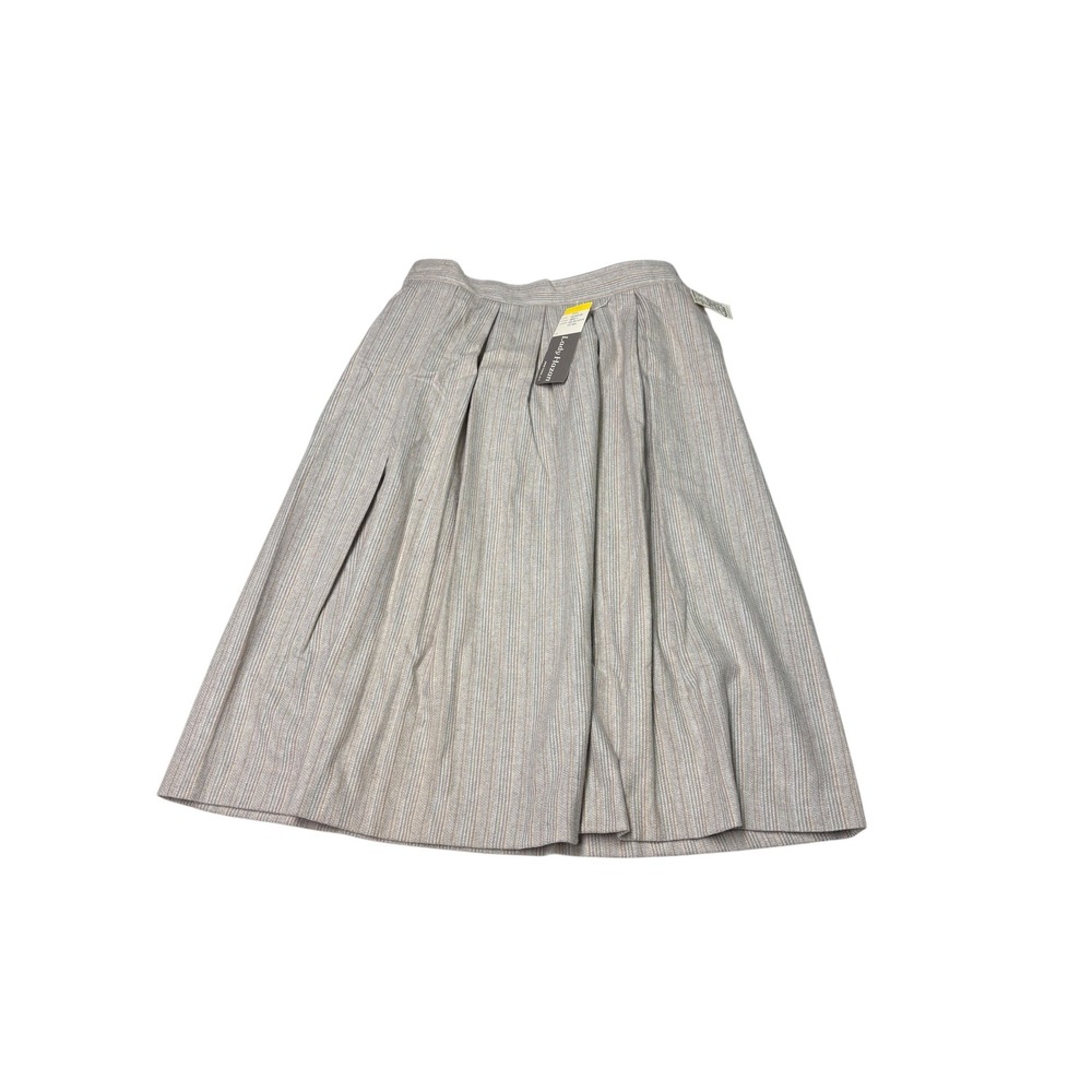 NWT VTG Deadstock Lady Hazan Wool Blend Pleated Midi Skirt Multi Pinstripe 32X29